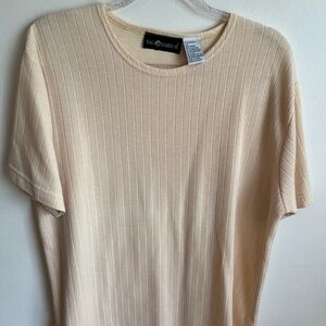 Sag Harbor Beige Ribbed Knit Top